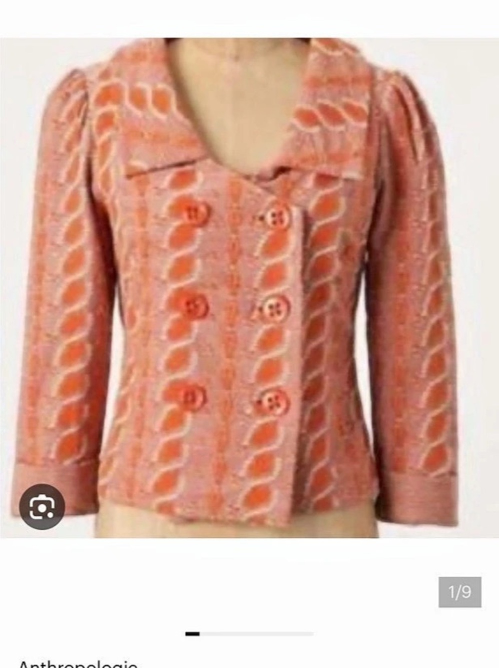 Anthropologie Monogram HWR Orange Liasis Sweater Jacket Geometric Sweater Jacket